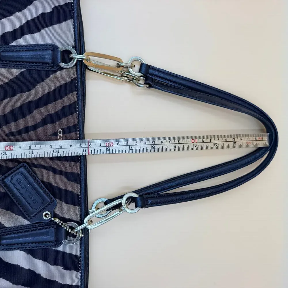 COACH 26881 MADISON EAST/WEST TOTE ZEBRA PRINT FABRIC